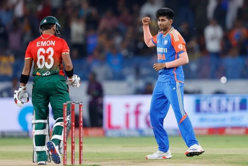 Mayank Yadav picked up a wicket with his first ball in the final T20I against Bangladesh. [P/C: BCCI]