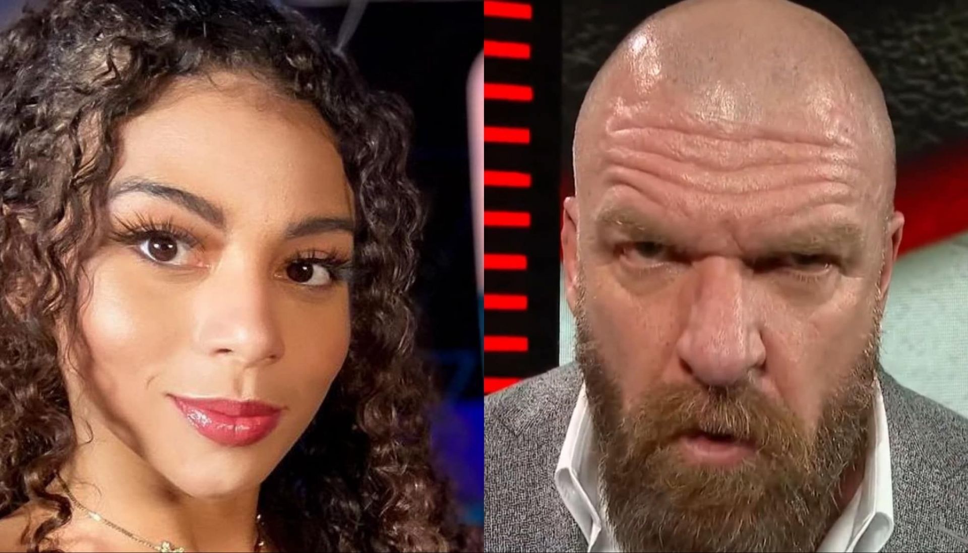 Samantha Irvin and Triple H (Photo credit: Samantha Irvin on IG and WWE on YouTube)