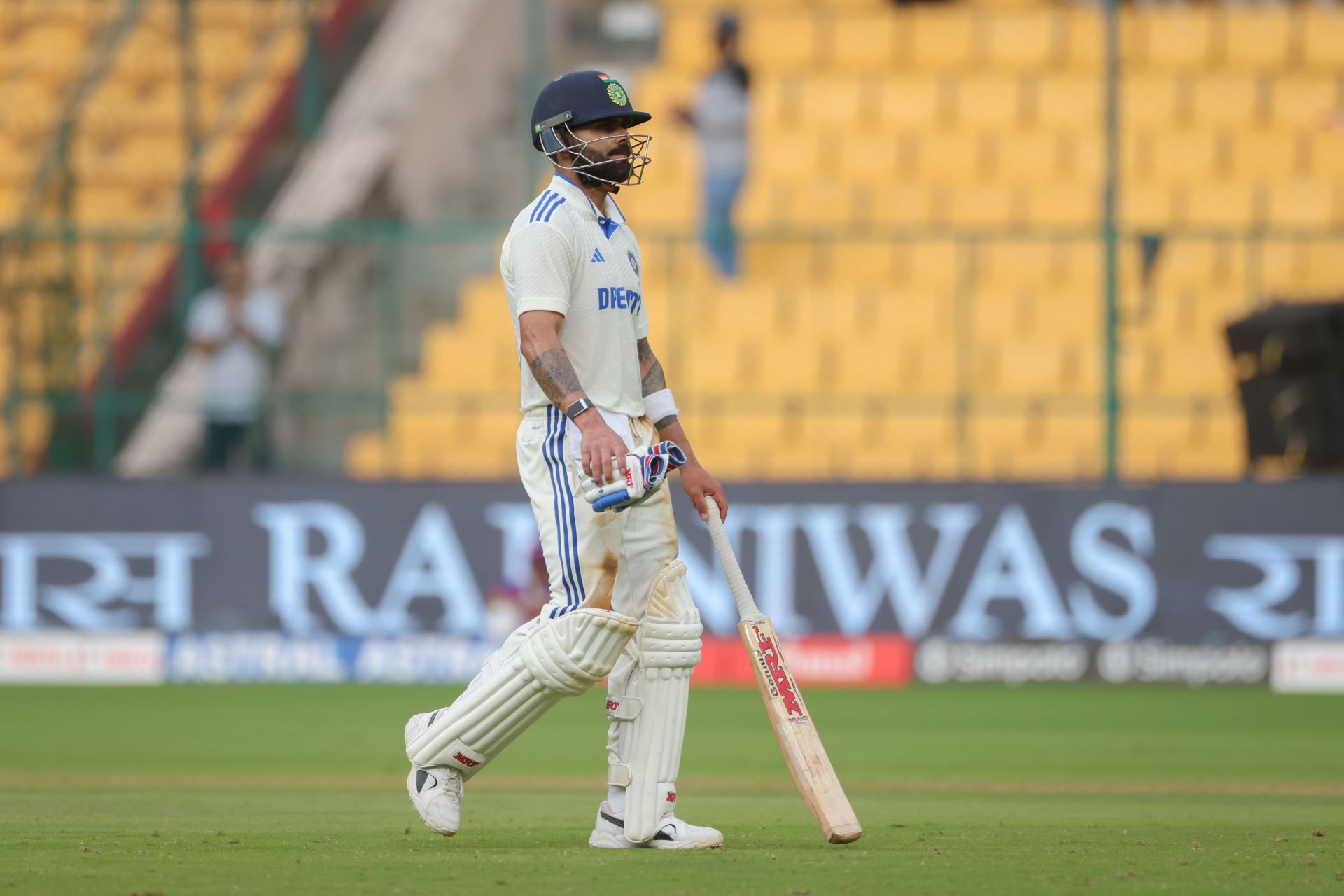 Virat Kohli was dismissed for a duck in India&#039;s first innings of the Bengaluru Test. [P/C: Getty]