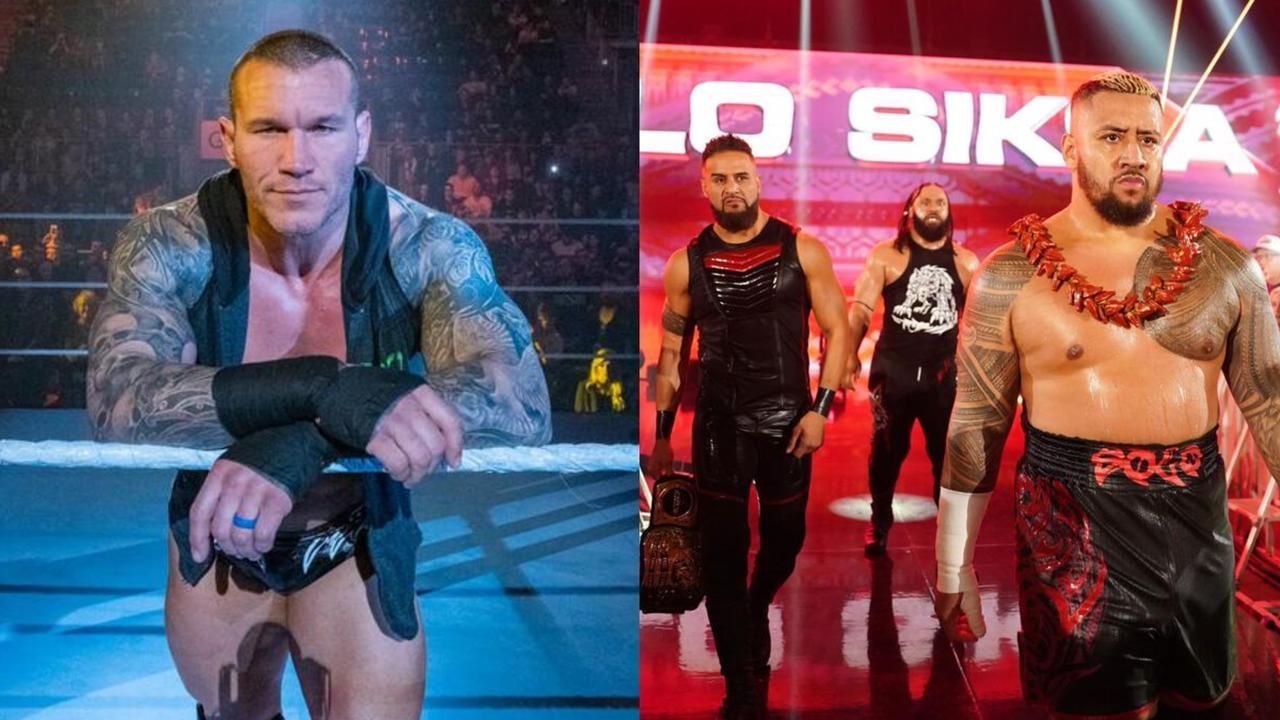 Randy Orton (left); The Bloodline (right)