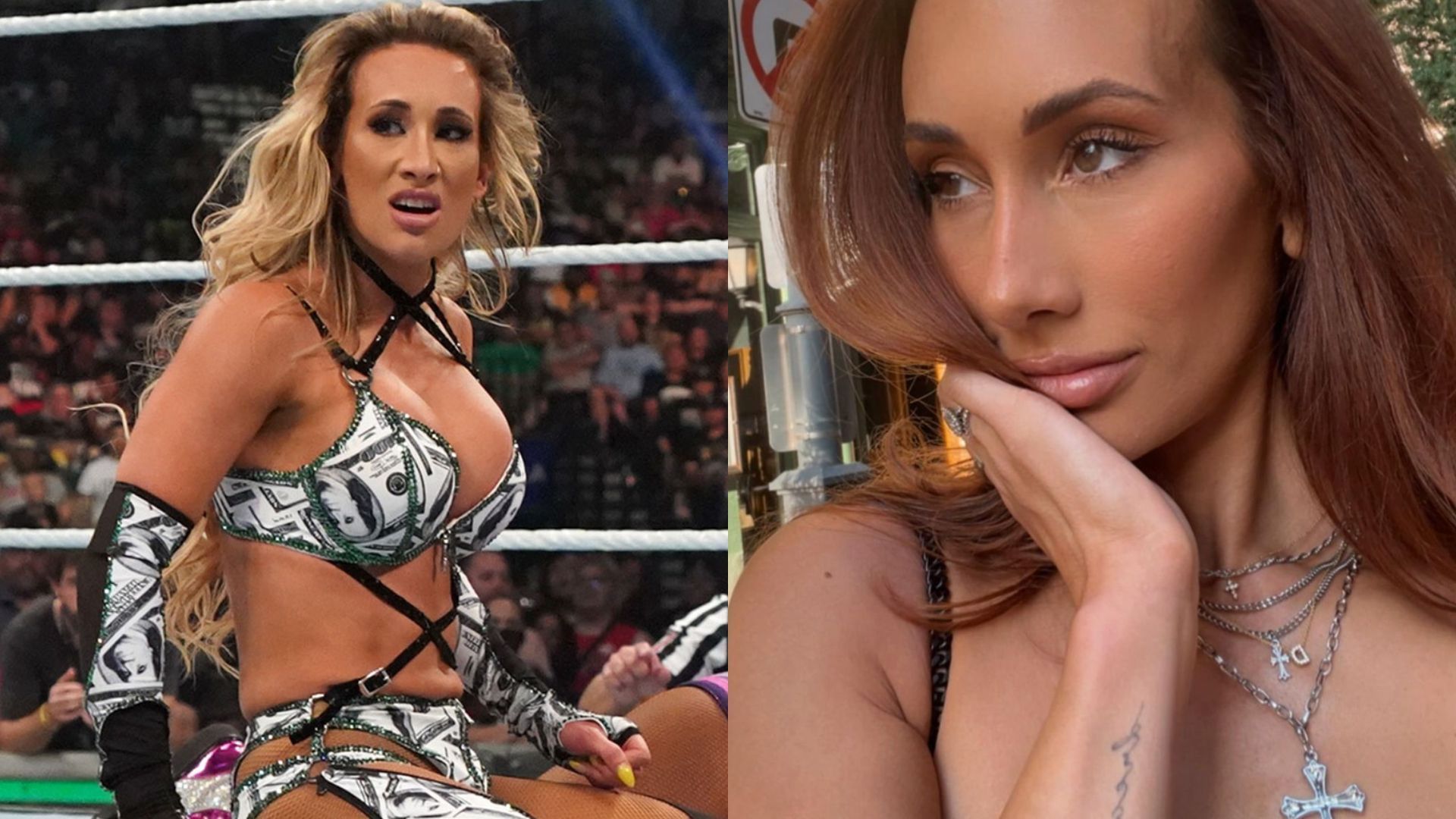 The veteran has not wrestled since 2023. [Photos: USA Network, Carmella on Instagram]