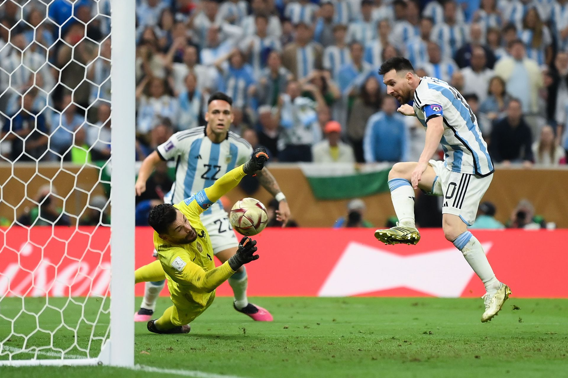 Lionel Messi scores Argentina&#039;s third goal in 2022 World Cup final - Source: Getty