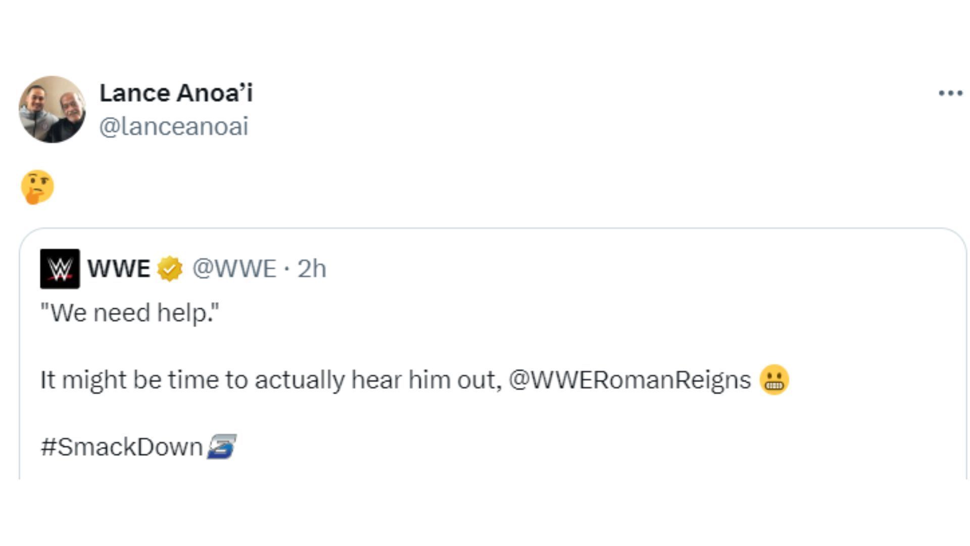 Lance&#039;s post following SmackDown (Credit: @lanceanoai on X)