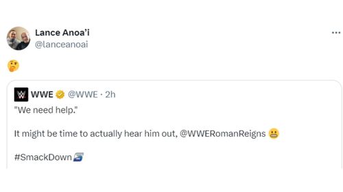 Lance's post following SmackDown (Credit: @lanceanoai on X)