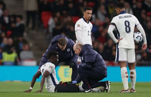 Bukayo Saka picked up a knock in England's defeat (Image - Getty)