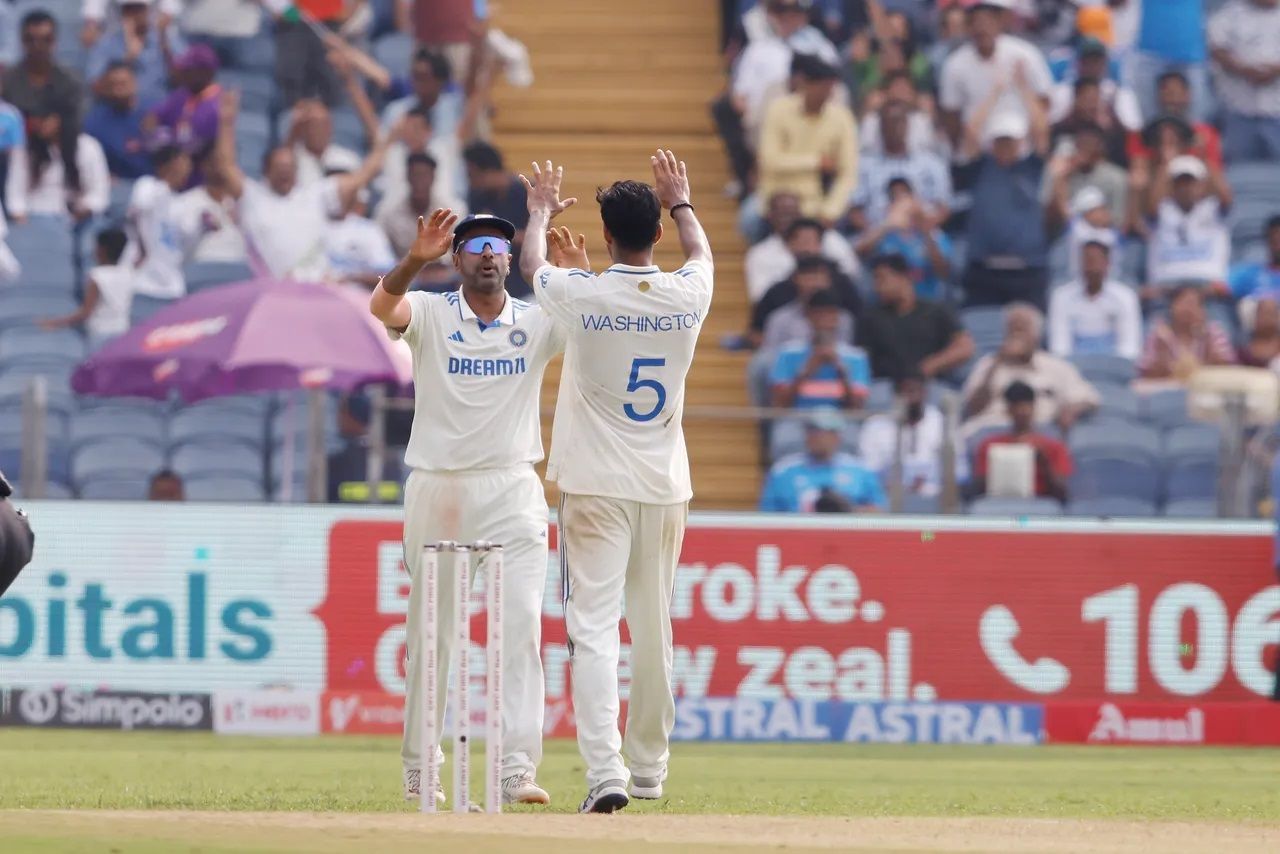 Washington Sundar picked up seven wickets after R Ashwin&#039;s first three strikes. [P/C: BCCI]