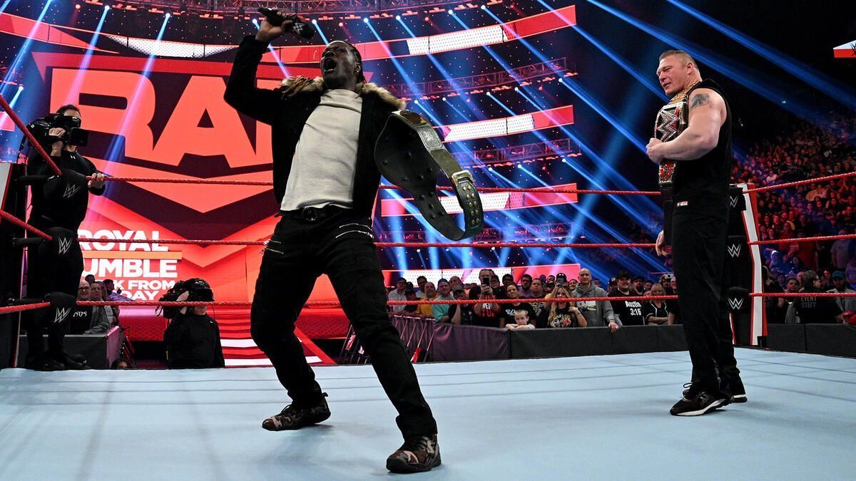 R-Truth made Brock Lesnar break character during this 2020 segment. (Image credits: WWE.com)