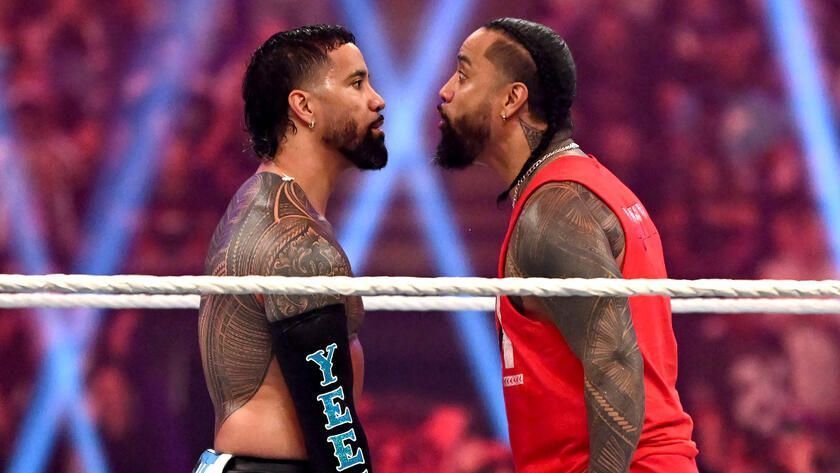 Jey Uso and Jimmy Uso faced each other at WrestleMania 40