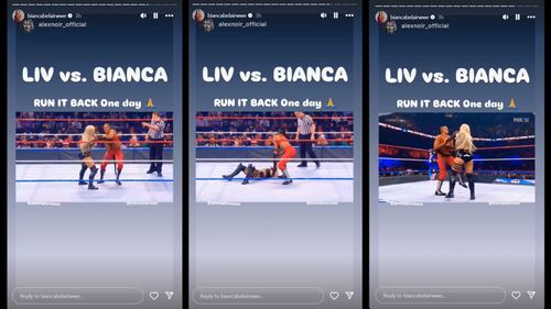 Screenshots of Bianca Belair's Instagram Story.