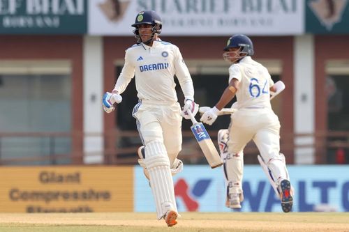 Shubman Gill added 49 runs with Yashasvi Jaiswal for the second wicket before his dismissal. [P/C: BCCI]