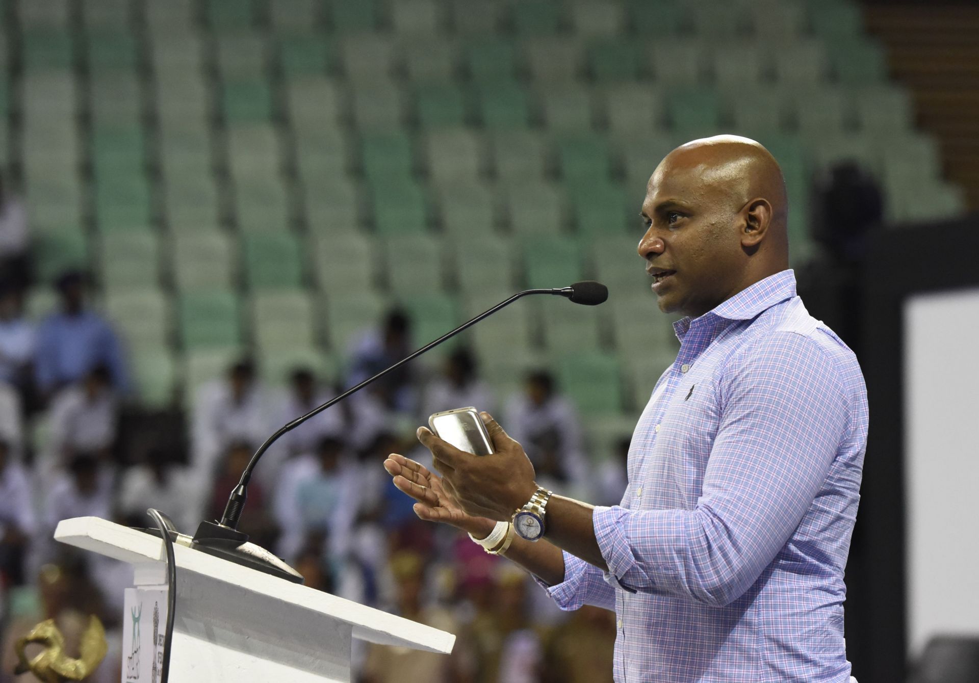 Sri Lankan Cricketer Sanath Jayasuriya During The Launch Of STAIRS School Football League In Delhi - Source: Getty