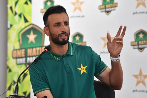 Shan Masood addressing the media ahead of the series opener (File image via Getty)