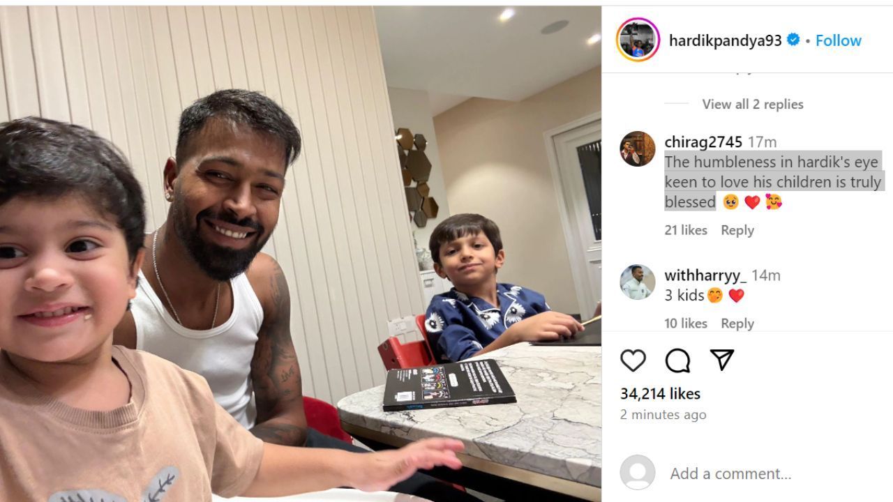 हार्दिक पांड्या की पोस्ट पर फैन ने व्यक्त की प्रतिक्रिया (photo credit: instagram/hardikpandya93)