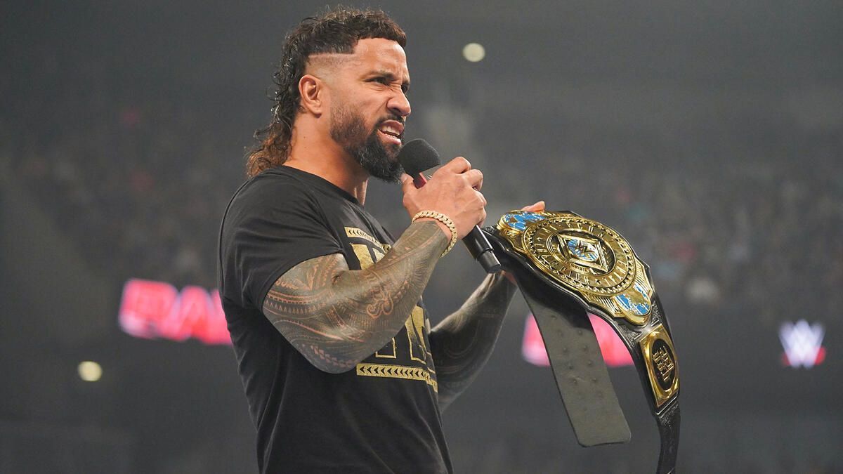 Jey Uso with his IC Championship on RAW. [Image via WWE.com]