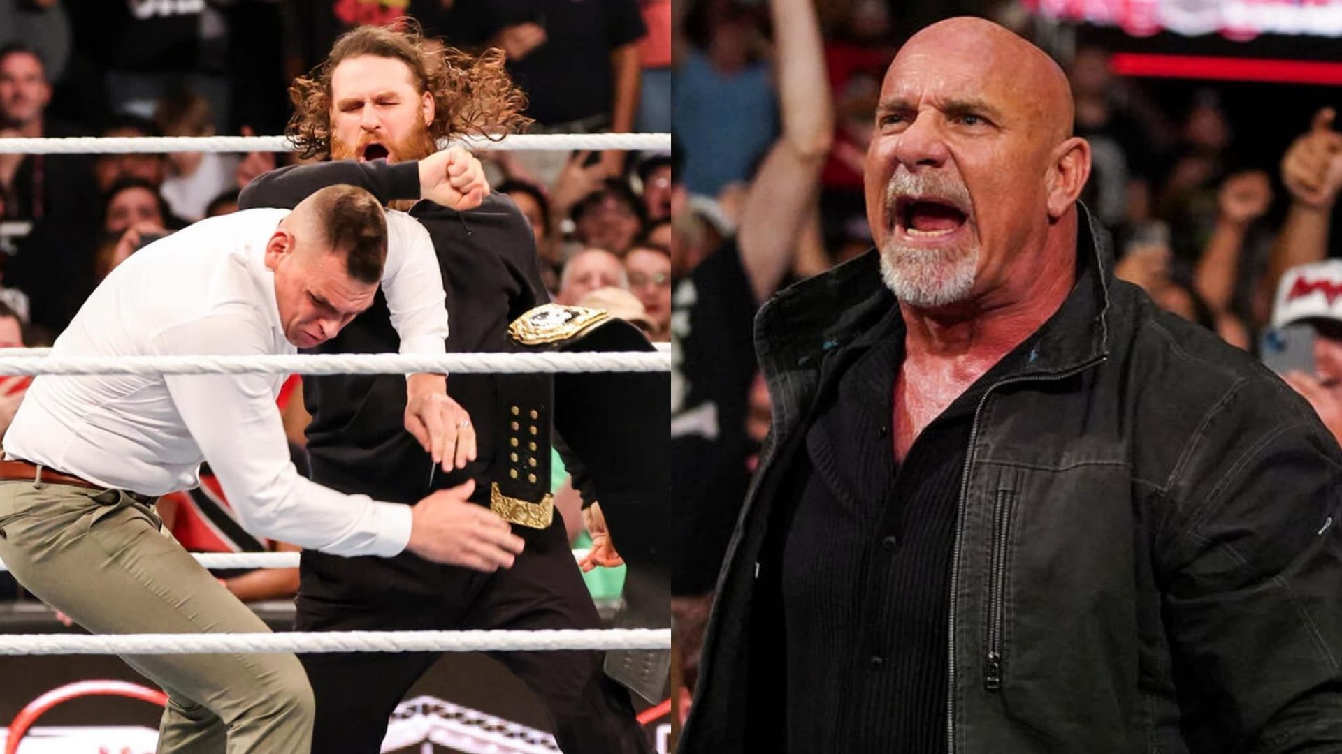 Gunther and Sami Zayn (left) &amp; Goldberg (right) [Image credits: wwe.com]