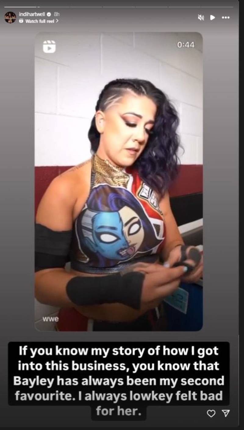 Screengrab of Indi Hartwell&#039;s Instagram Story (Source: Indi Hartwell&#039;s Instagram account)