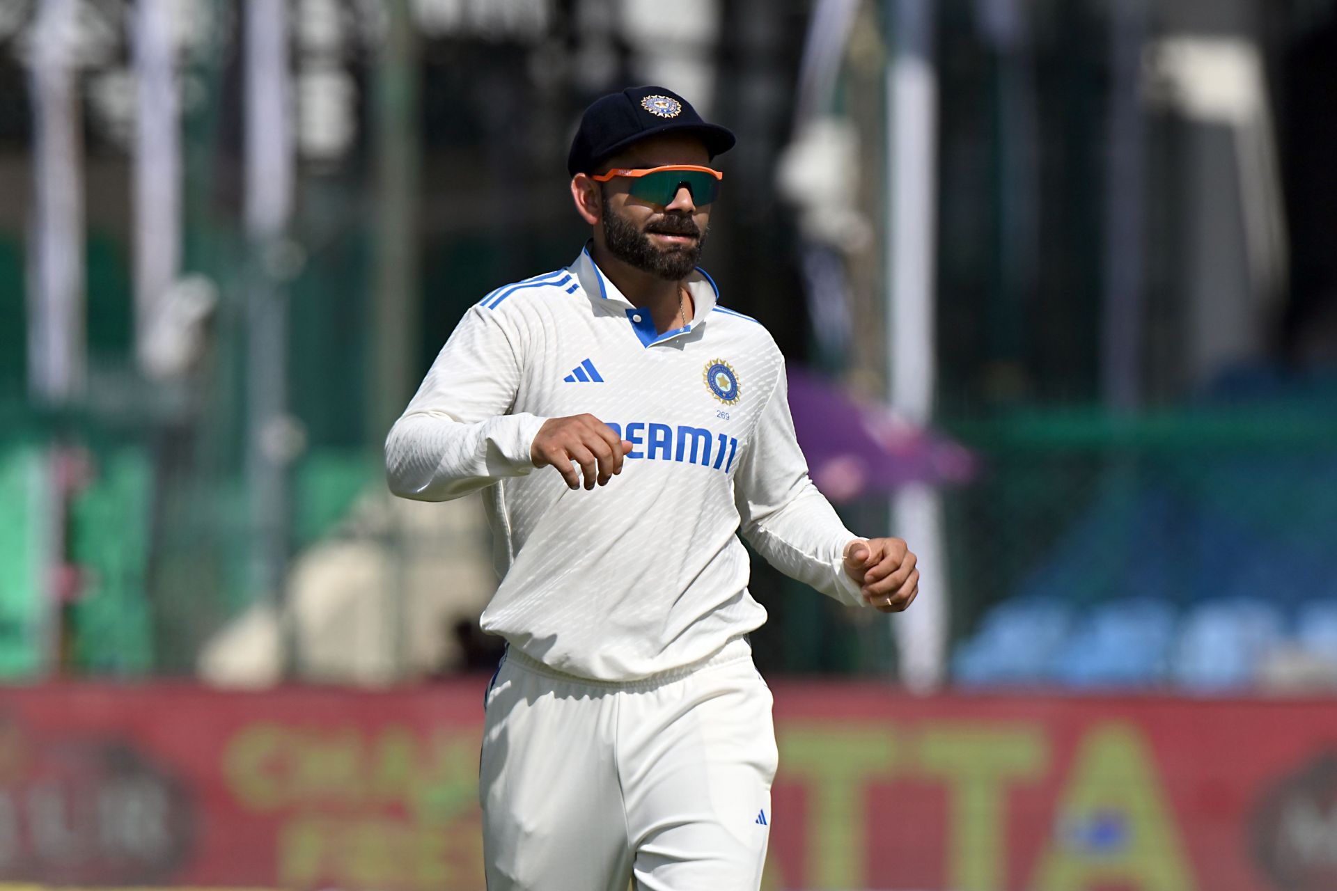 Virat Kohli of India looks on during the Second Test match between India and Bangladesh at Green Park Stadium on September 30, 2024 in Kanpur, India.