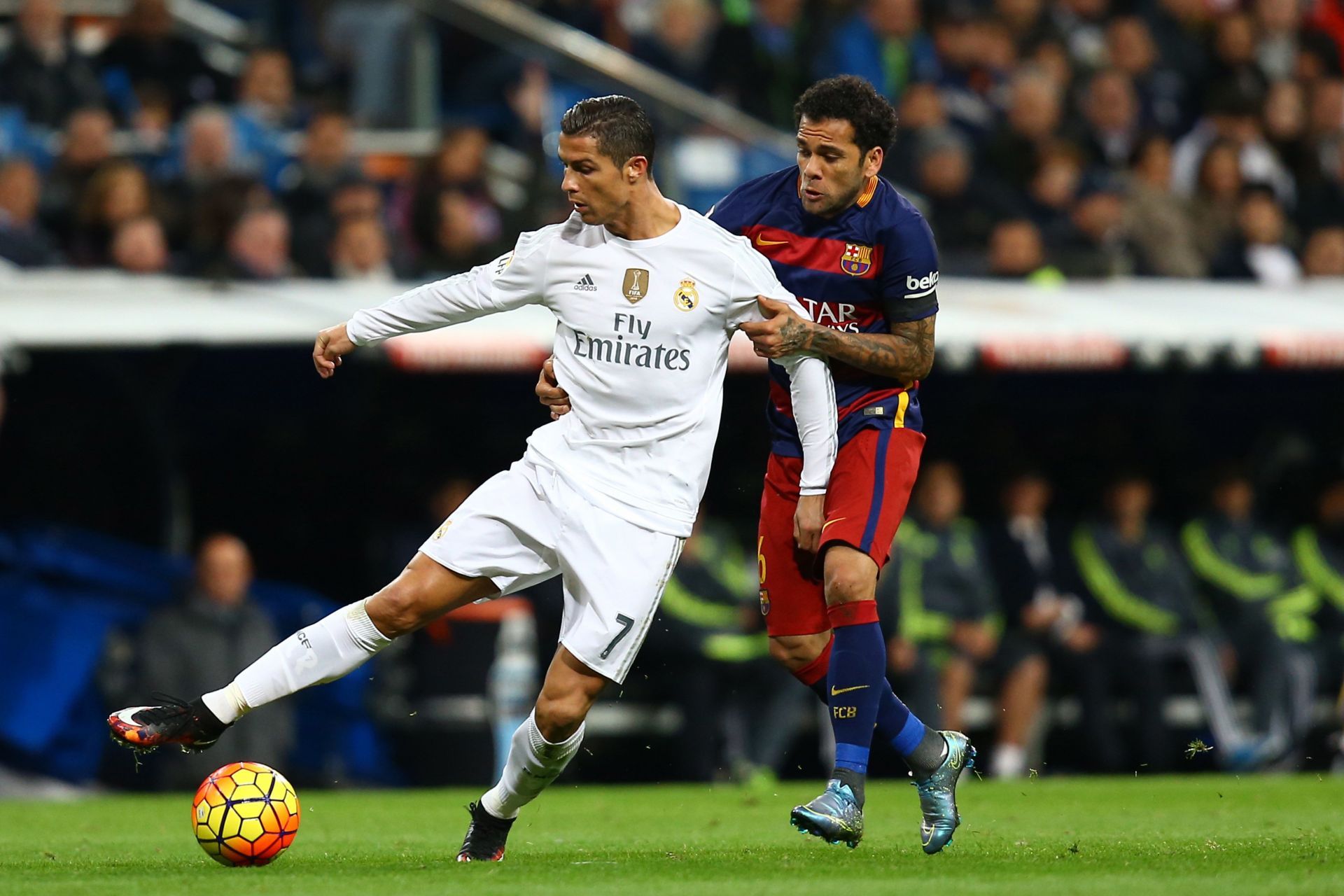 Cristiano Ronaldo regularly faced off against Dani Alves during his Real Madrid days