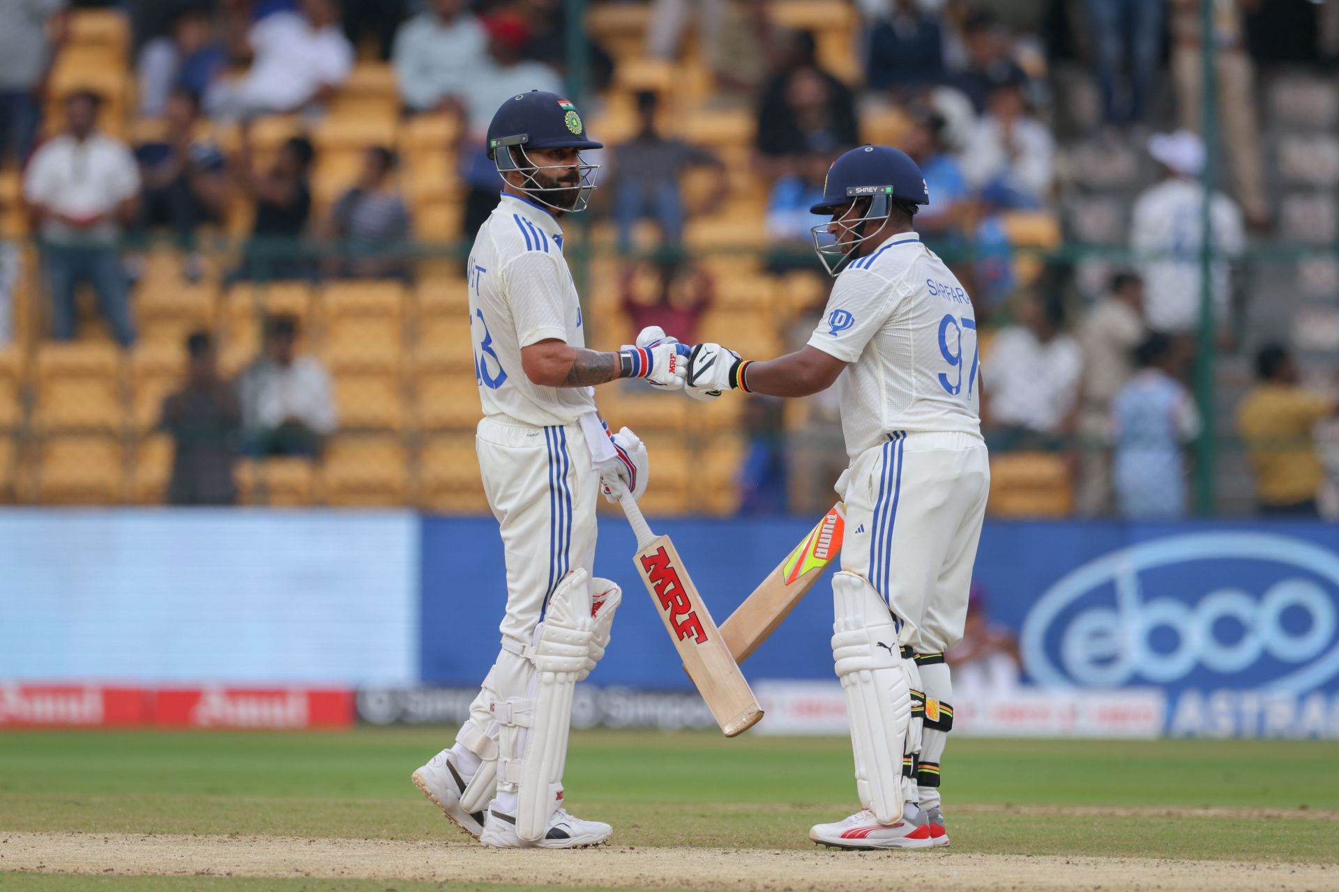 Virat Kohli and Sarfaraz Khan stitched together a 136-run third-wicket partnership.