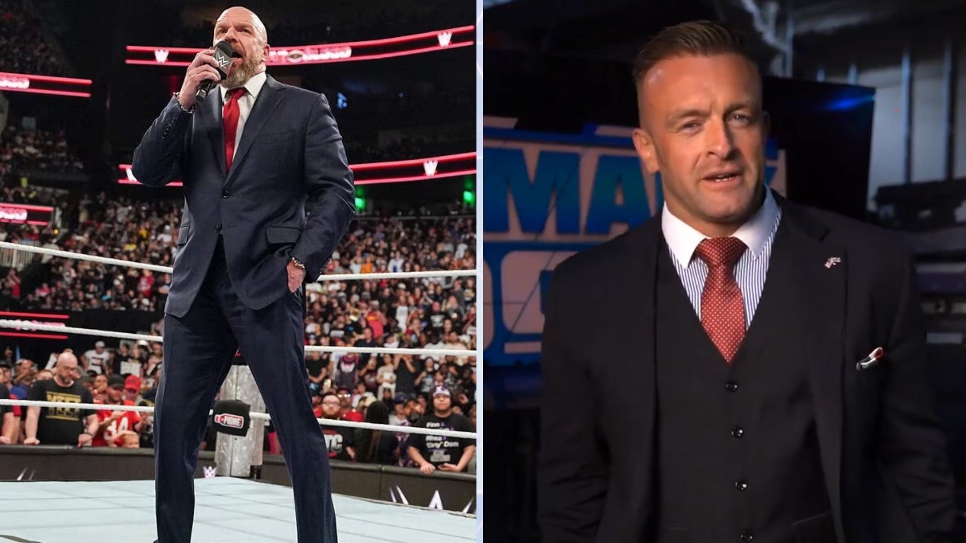 Triple H could appear on WWE Friday Night SmackDown [Credit: WWE.com &amp; Nick Aldis on X]