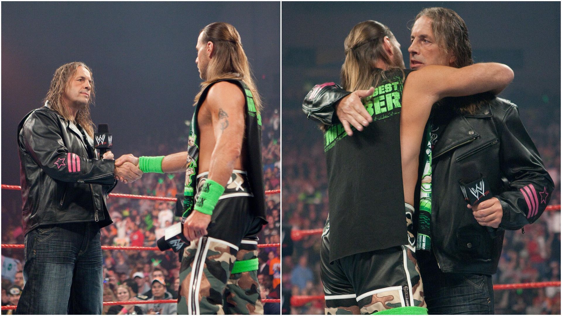 Bret Hart and Shawn Michaels on an episode of RAW. (Pictures via: WWE.com)