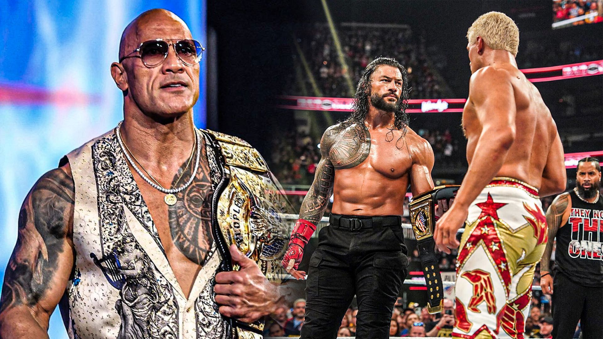 The Rock (left) and Roman Reigns Cody Rhodes (right) [Pic Credit: WWE.Com]