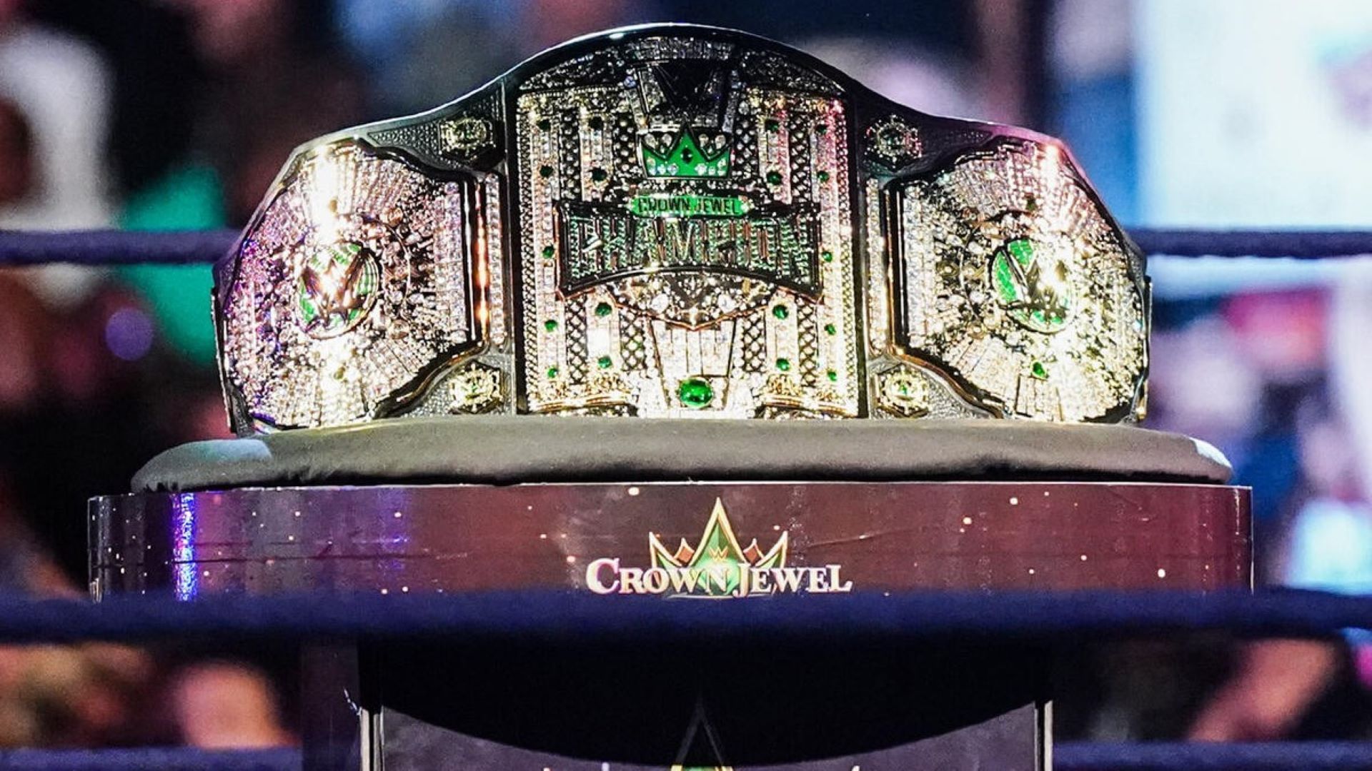 WWE spared no expense in crafting the Crown Jewel titles this year. (Image Credit: WWE.com)