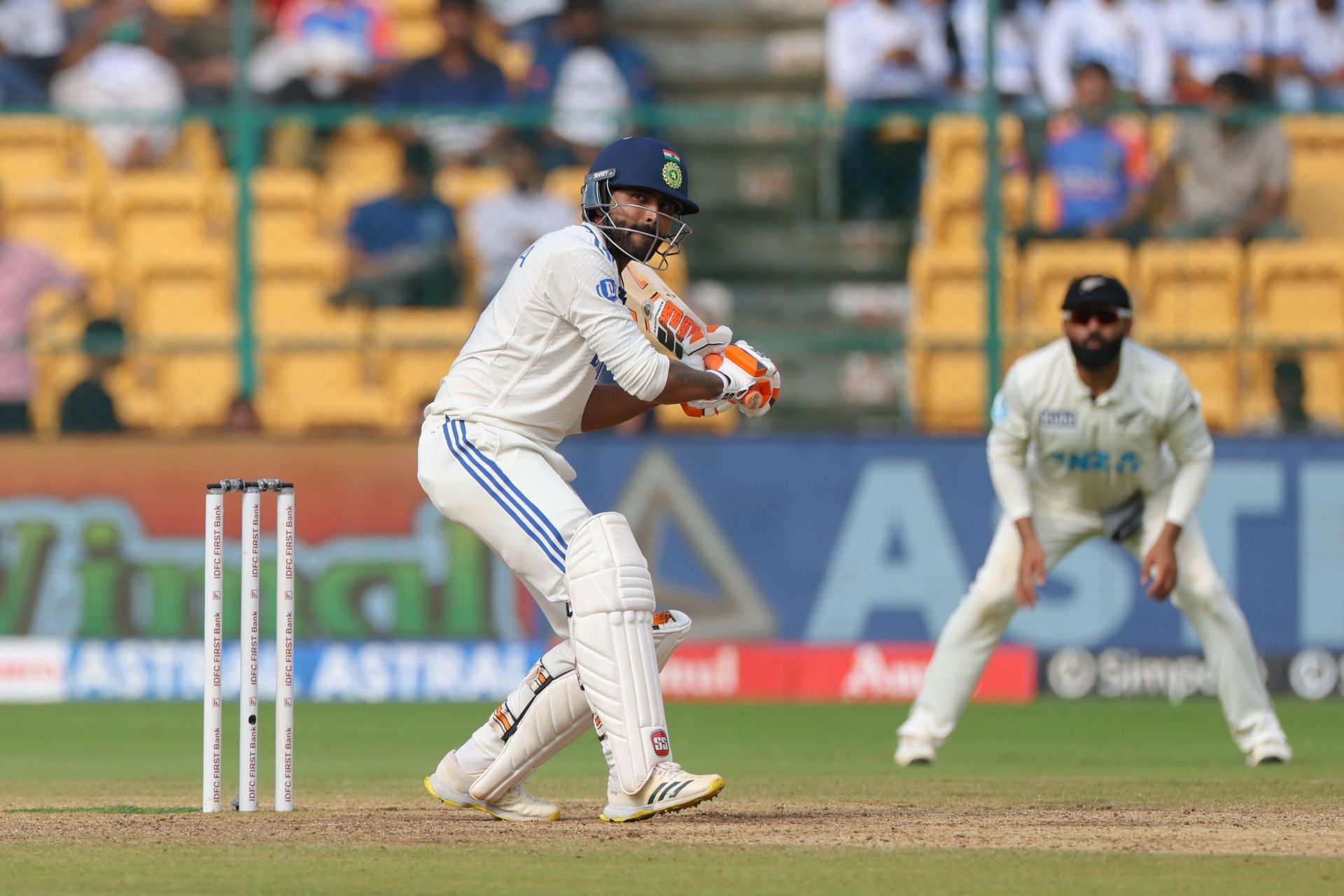 Ravindra Jadeja top-scored for India with 38. (Credits: Getty)