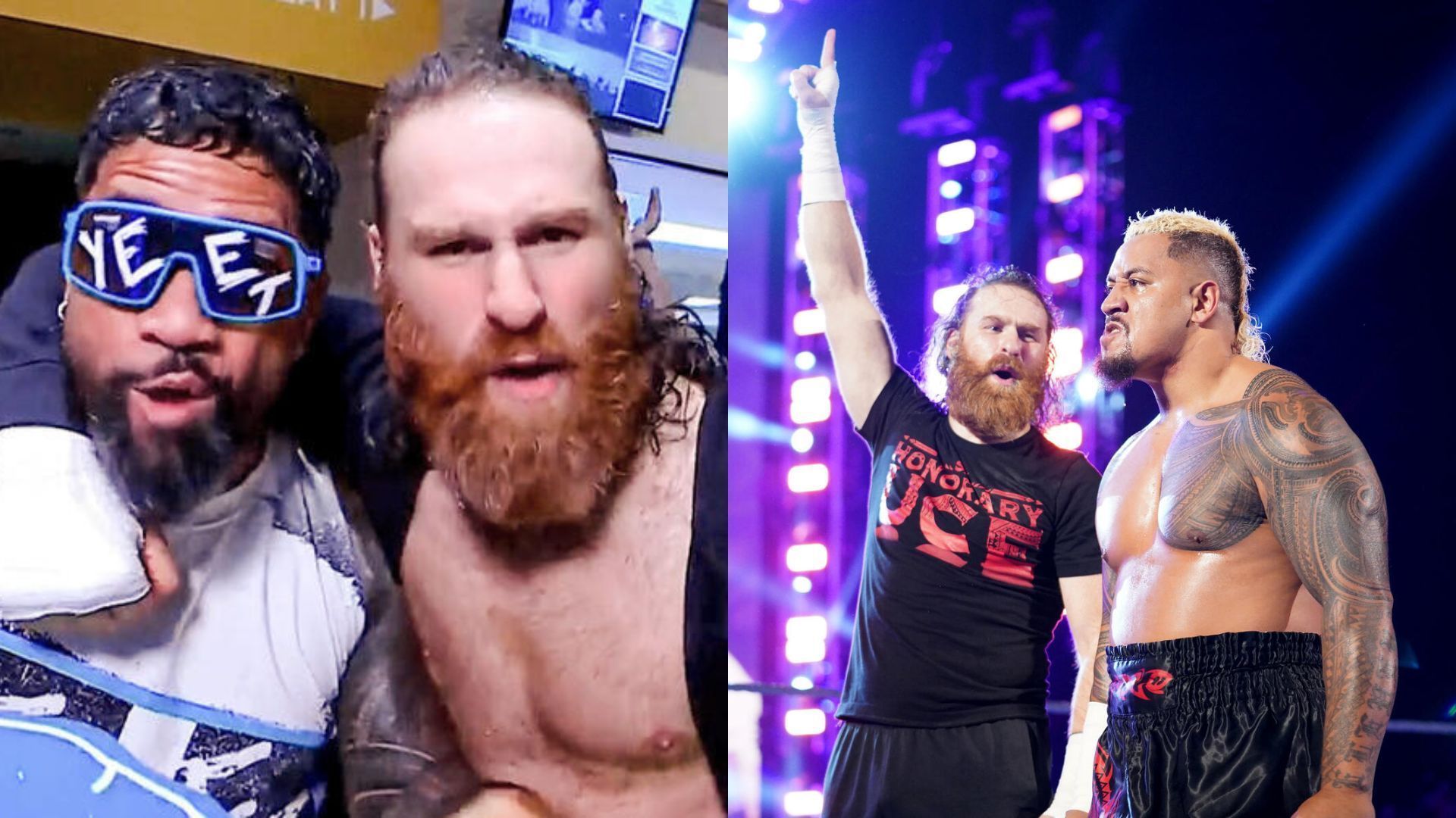 Jey Uso &amp; Sami Zayn (left), Sami Zayn &amp; Solo Sikoa (right) (Image Credits: WWE.com)