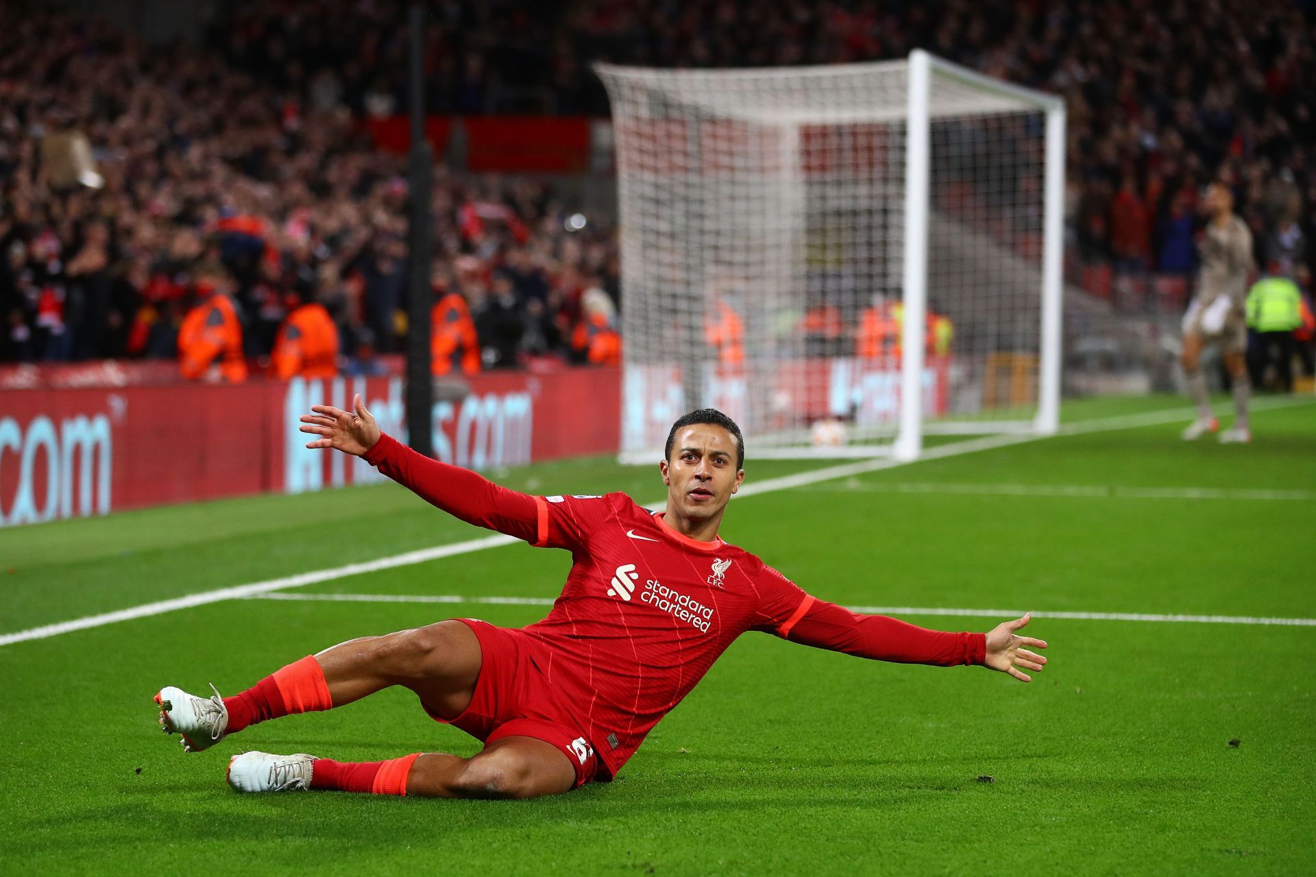 Thiago Alcantara celebrates after netting for Liverpool (Image - Getty)