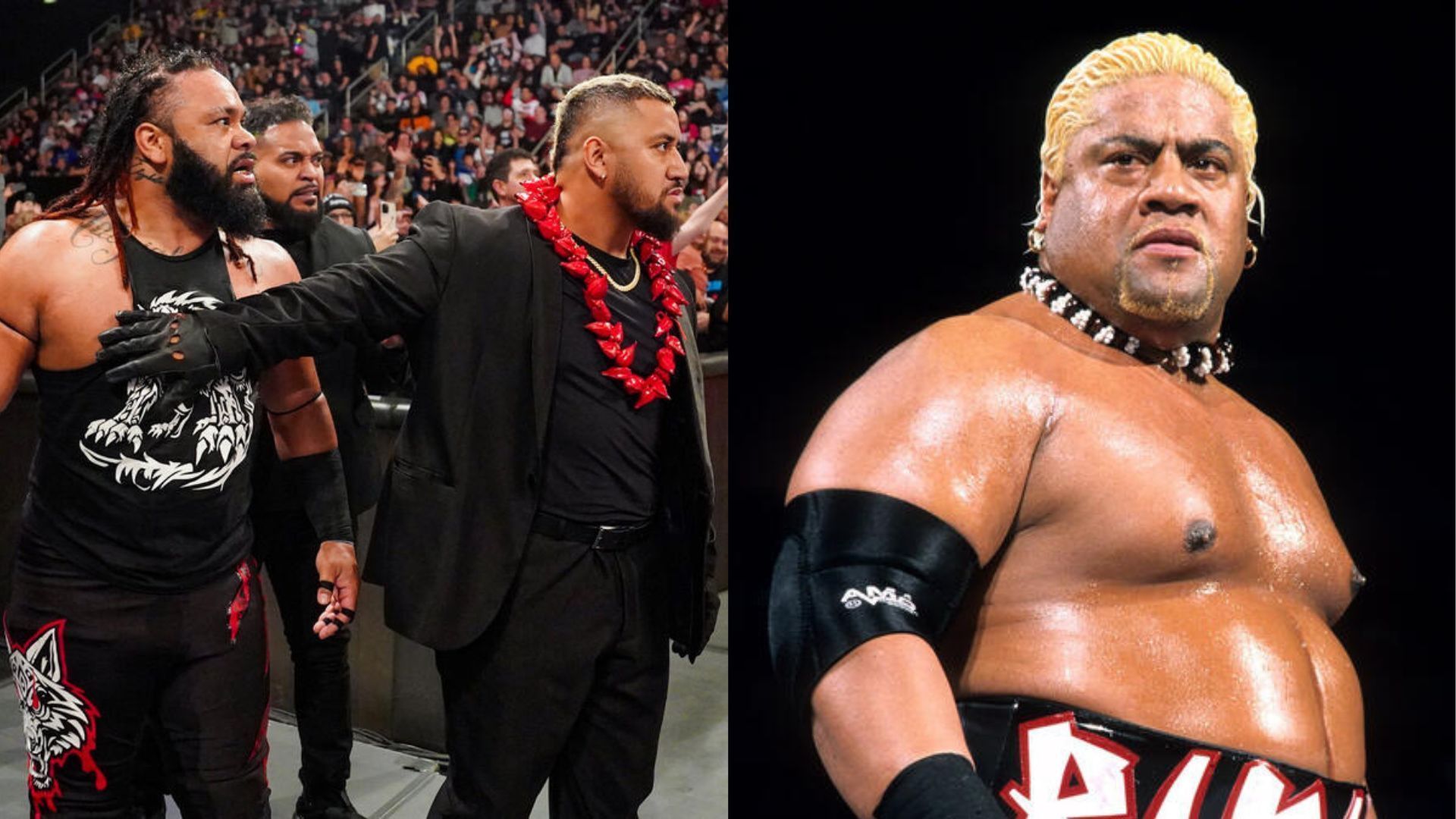 The Bloodline (left), Rikishi (right) (Image Credits: WWE.com)