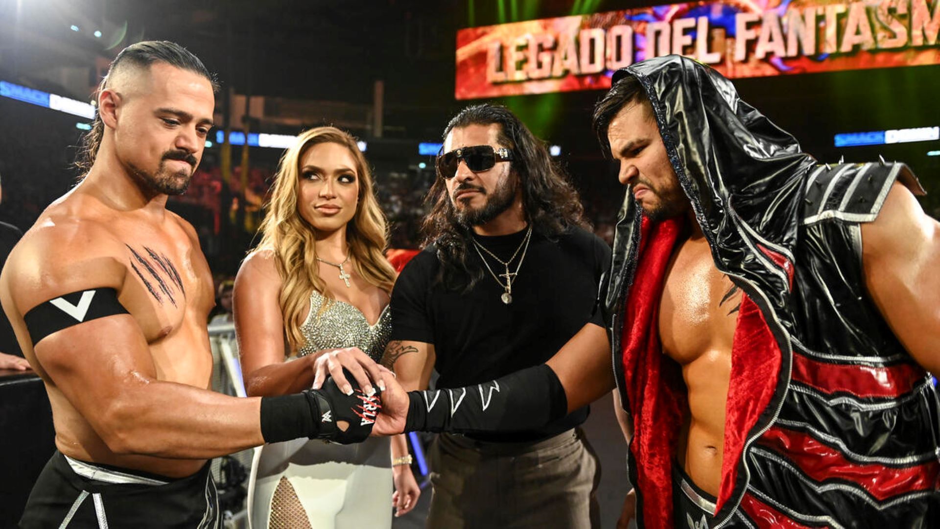 Angel and Humberto of Legado Del Fantasma will face a mystery duo next week after looking for an opportunity. (Image Credit: WWE.com)