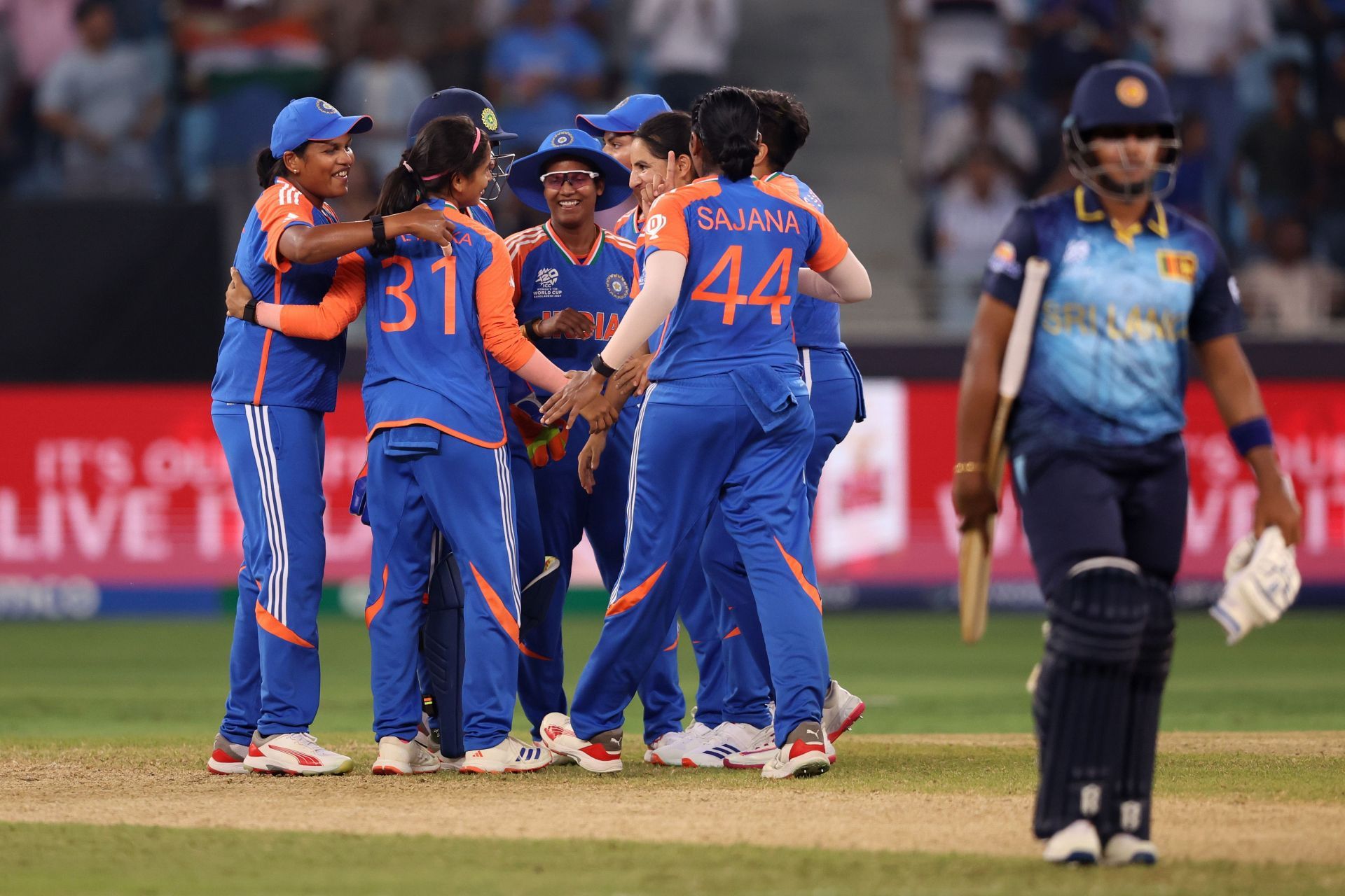 India thumped Sri Lanka to keep their hopes of qualifying for the 2024 Women&rsquo;s T20 World Cup semifinals alive. (Image Credits: Getty Images)