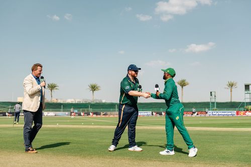 Paul Stirling and Temba Bavuma shake hands. (Credits: Ireland Cricket Twitter)