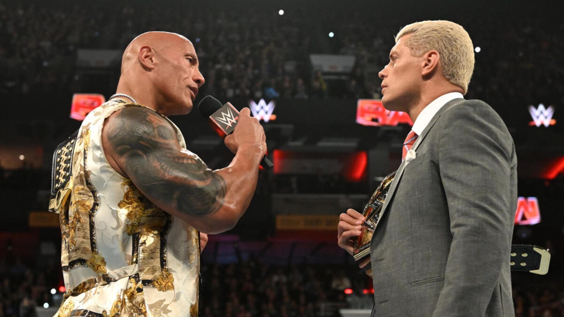 The Rock and Cody Rhodes inside a WWE ring. (Photo: WWE.com)