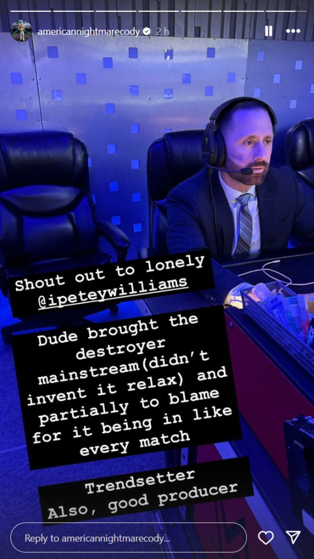 A screengrab of Cody Rhodes&#039; Instagram Story.