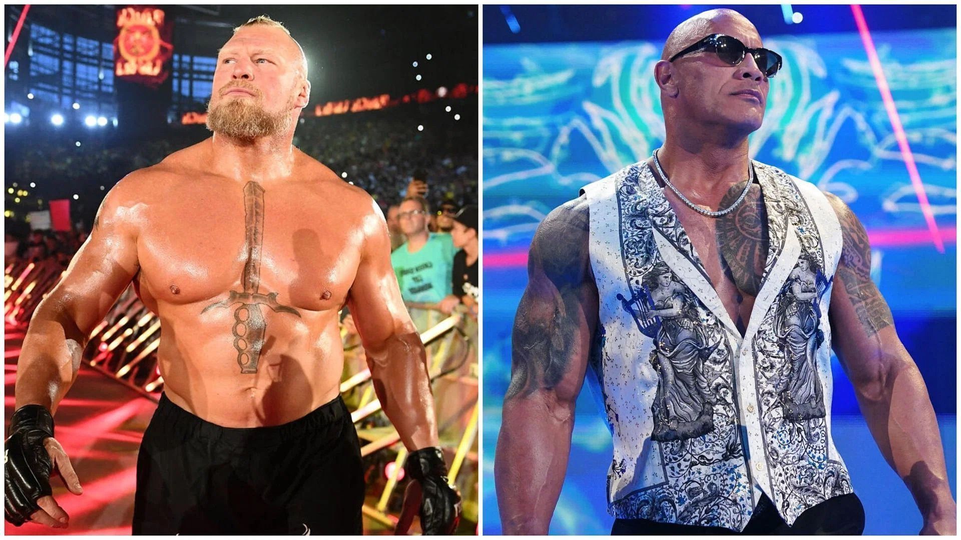 WWE Superstars Brock Lesnar and The Rock (Image Credits: WWE.com)