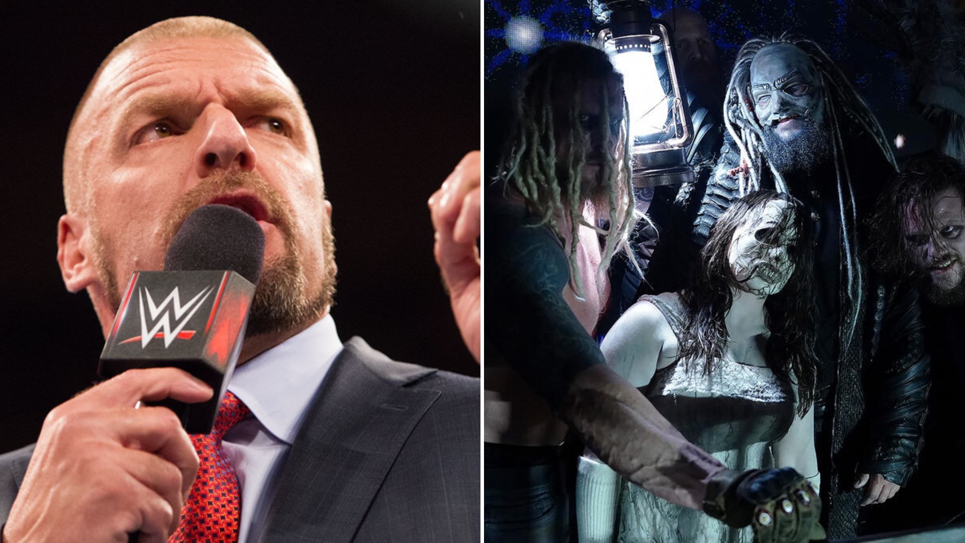 Triple H on the left and the Wyatt Sicks on the right (Image Credits: WWE.com)