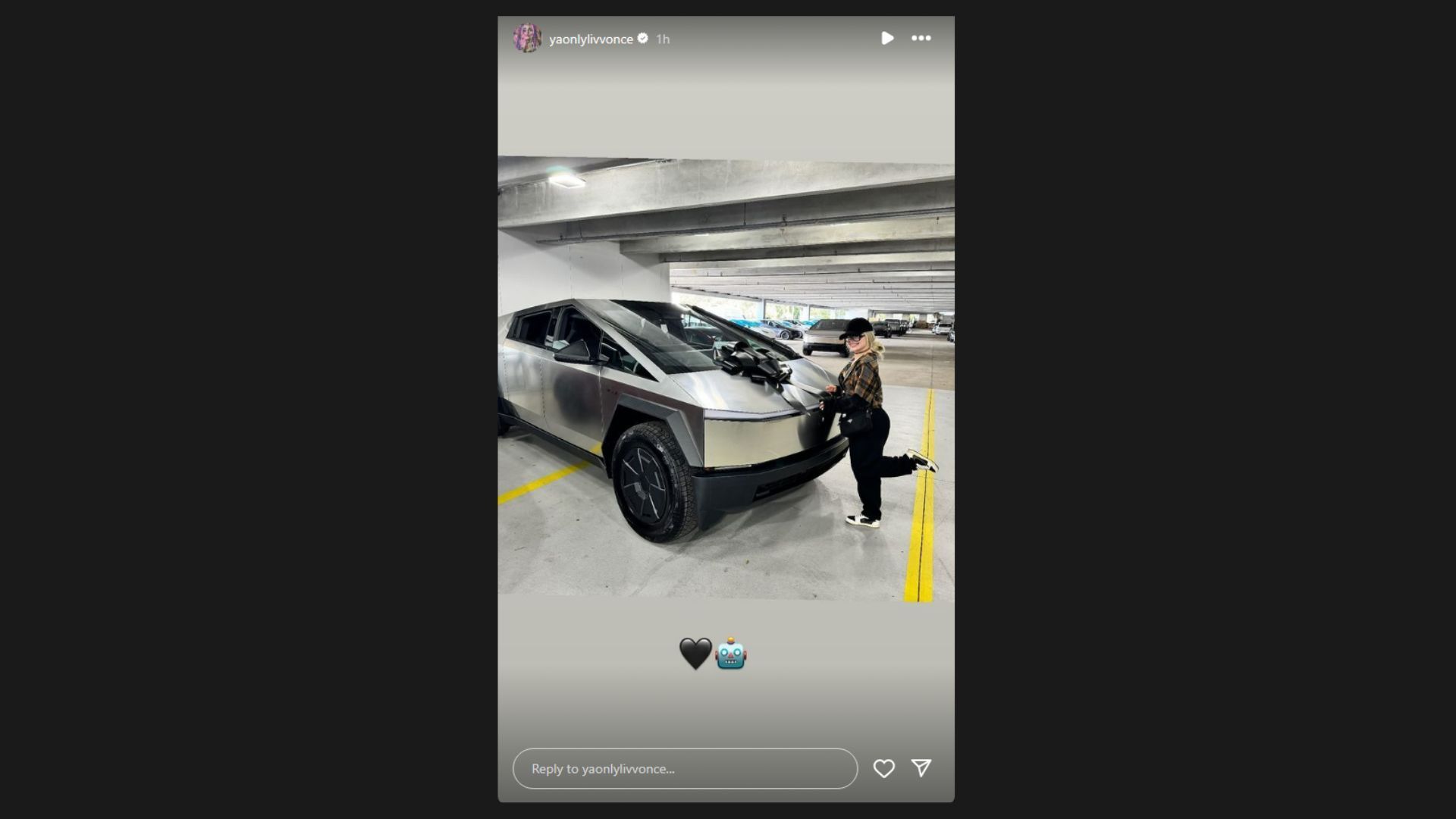 Liv Morgan with a Tesla Cybertruck! [Image credit: Liv Morgan&#039;s Instagram stories]