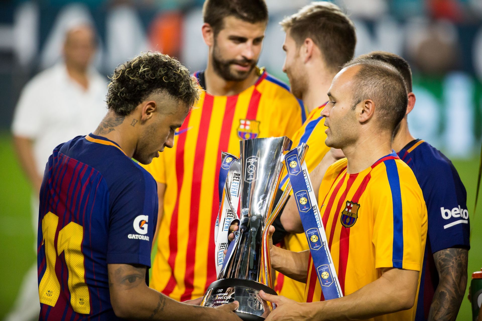 Neymar Jr and Andres Iniesta at Barcelona - Source: Getty