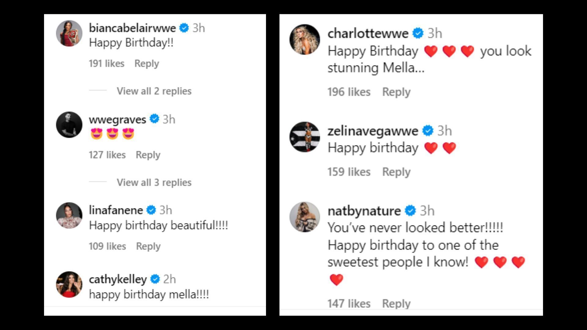 WWE Superstars who sent birthday wishes [via Carmella&#039;s Instagram]