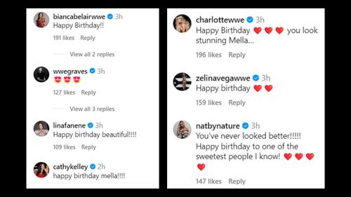 WWE Superstars who sent birthday wishes [via Carmella's Instagram]