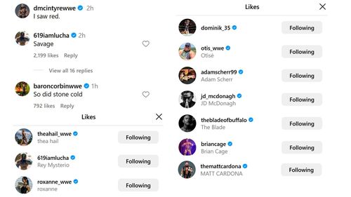 WWE Superstars' reactions to Drew McIntyre's Instagram update.