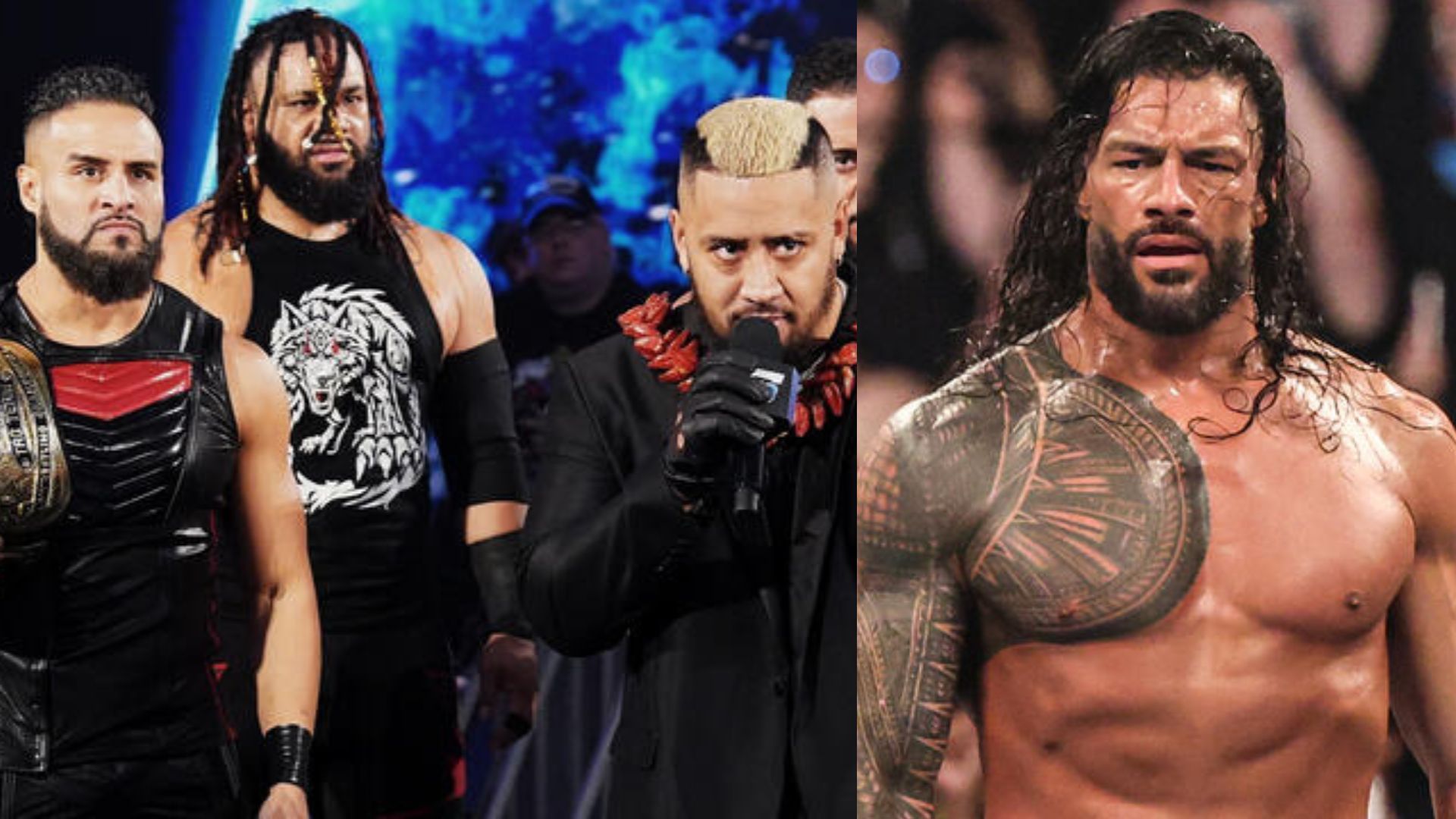 The Bloodline (left), Roman Reigns (right) (Image Credits: WWE.com)