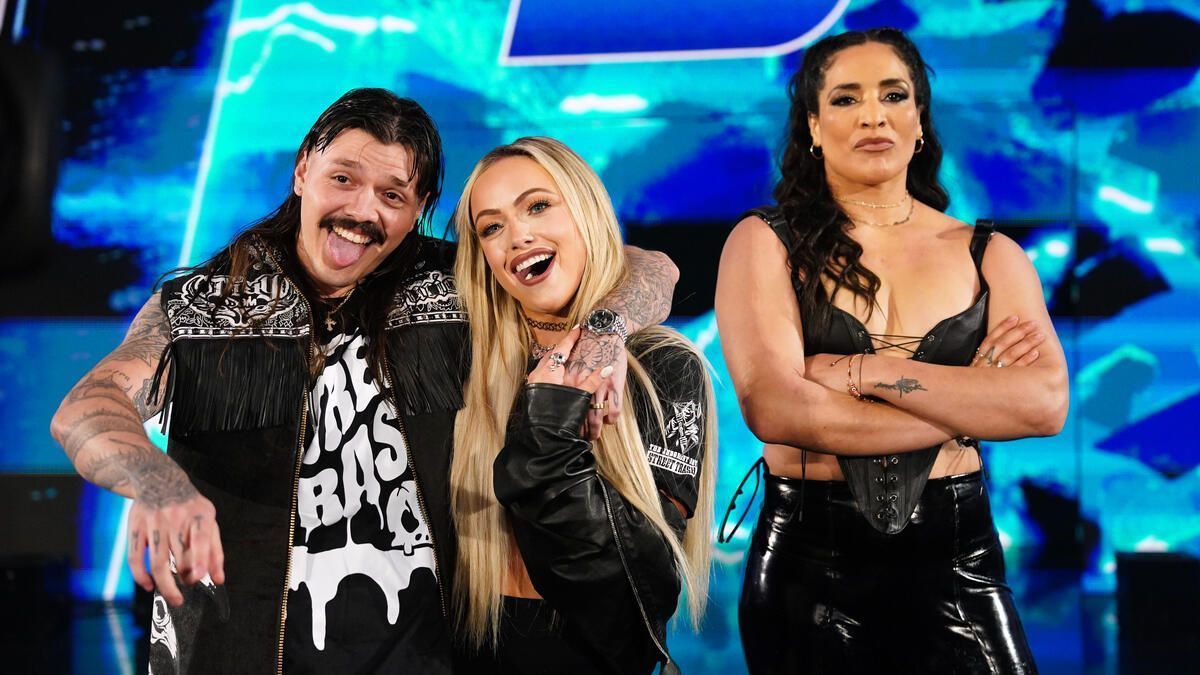 Liv Morgan, Dominik Mysterio and Raquel Rodriguez (right) - (Photo credit: WWE.com)