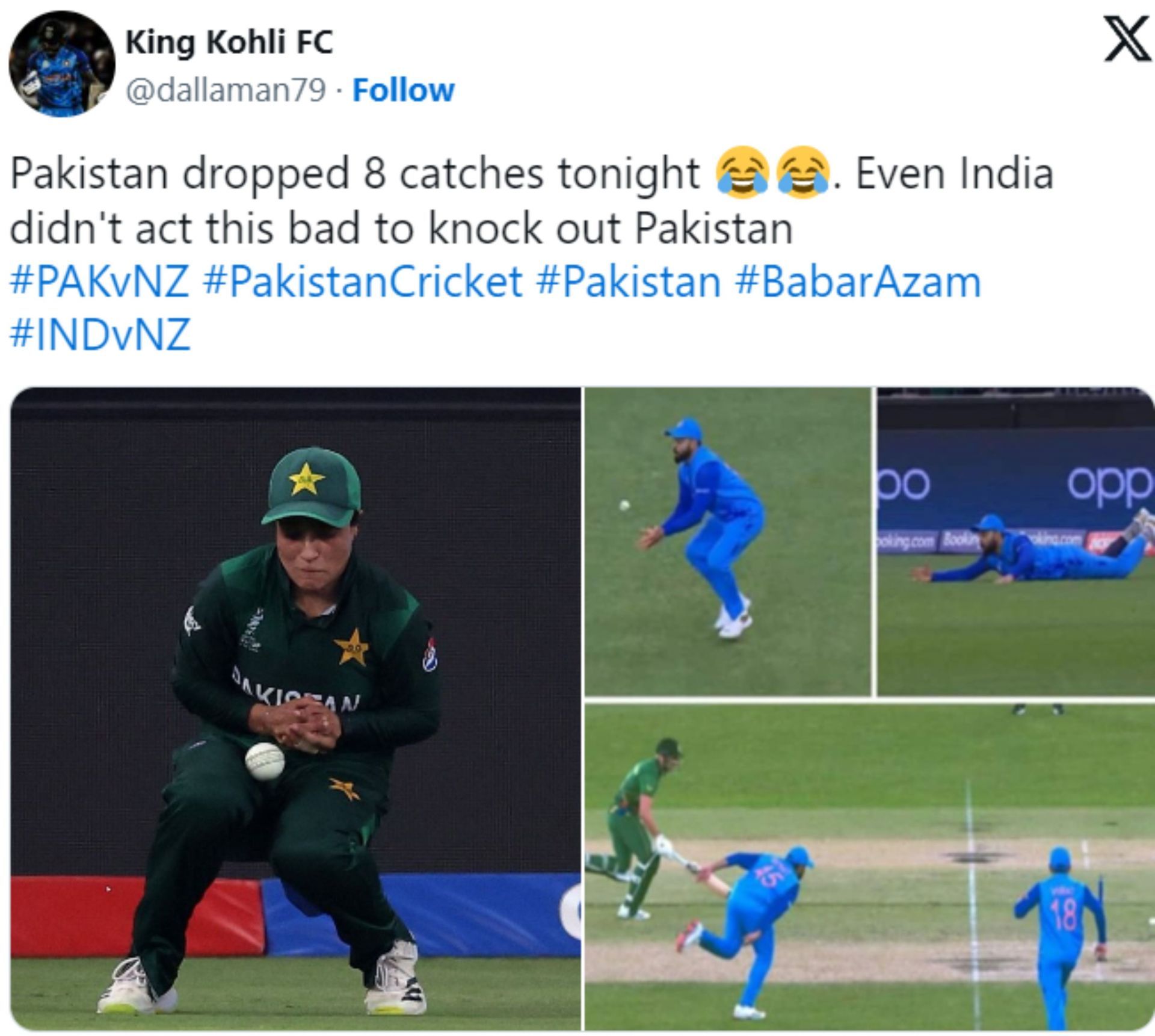 A fan&#039;s meme on Pak&#039;s poor fielding effort. (credits: X)