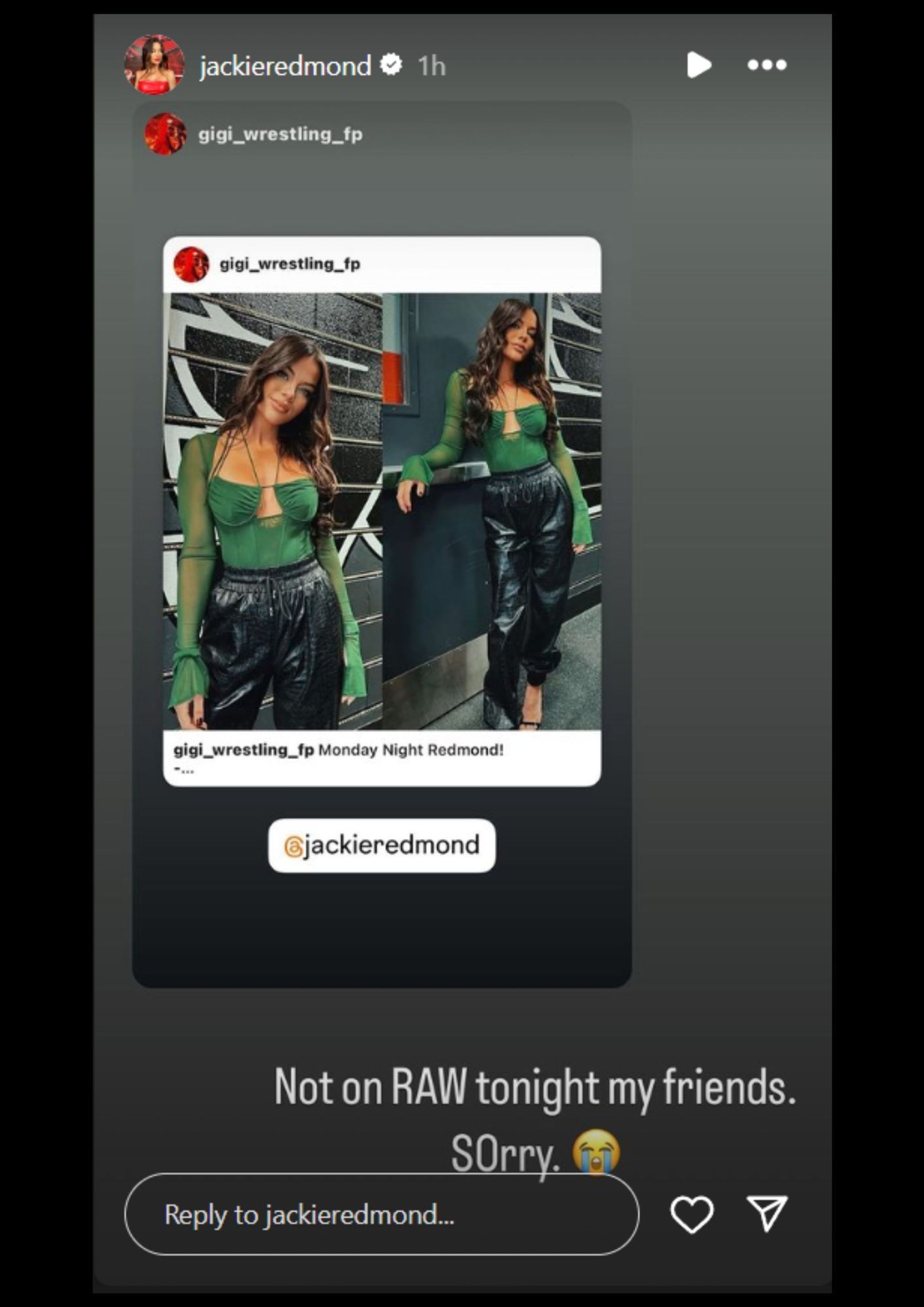 Jackie Redmond confirms status for RAW [Image via Jackie Redmond&#039;s Instagram]