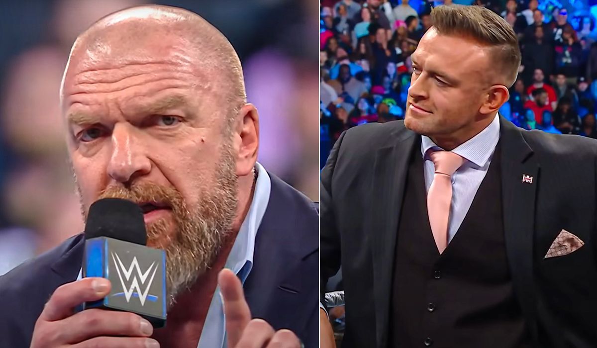 Triple H &amp; Nick Aldis both are authority figures in WWE right now. [Image credits: WWE on YouTube]