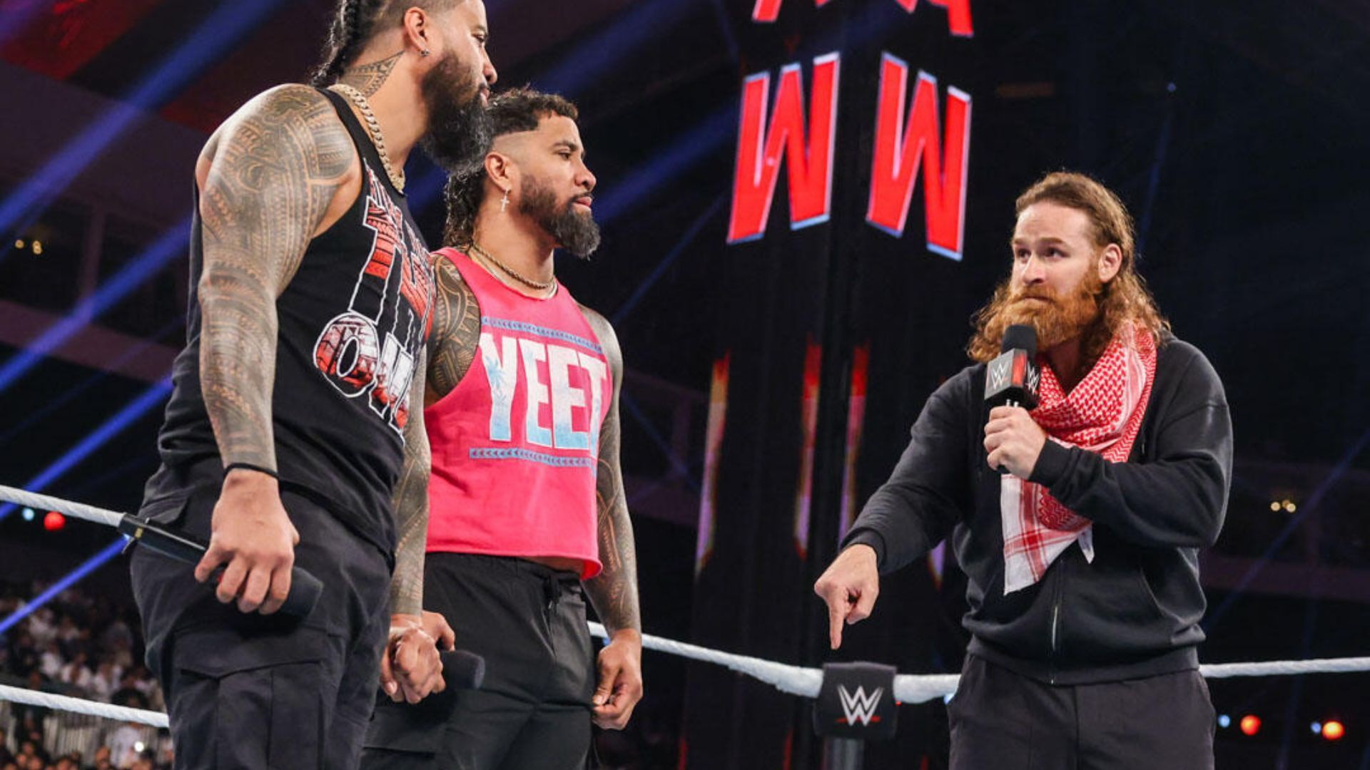 The Usos and Sami Zayn (Image via WWE.com)