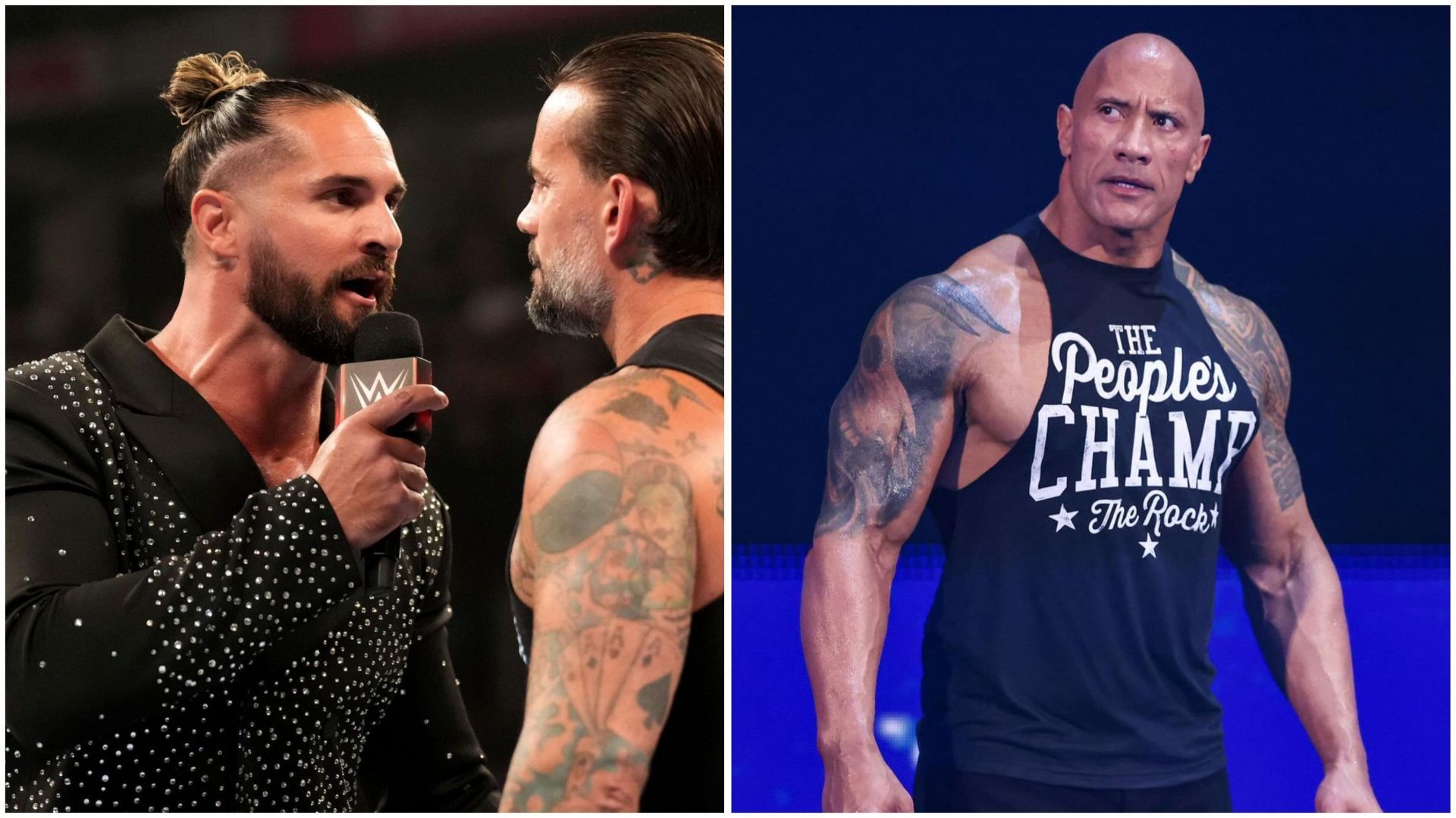 Seth Rollins, CM Punk, The Rock